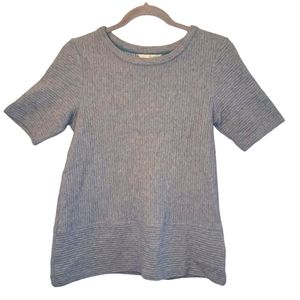 Boden Short Sleeved Rib Knit Gray Top Size 6